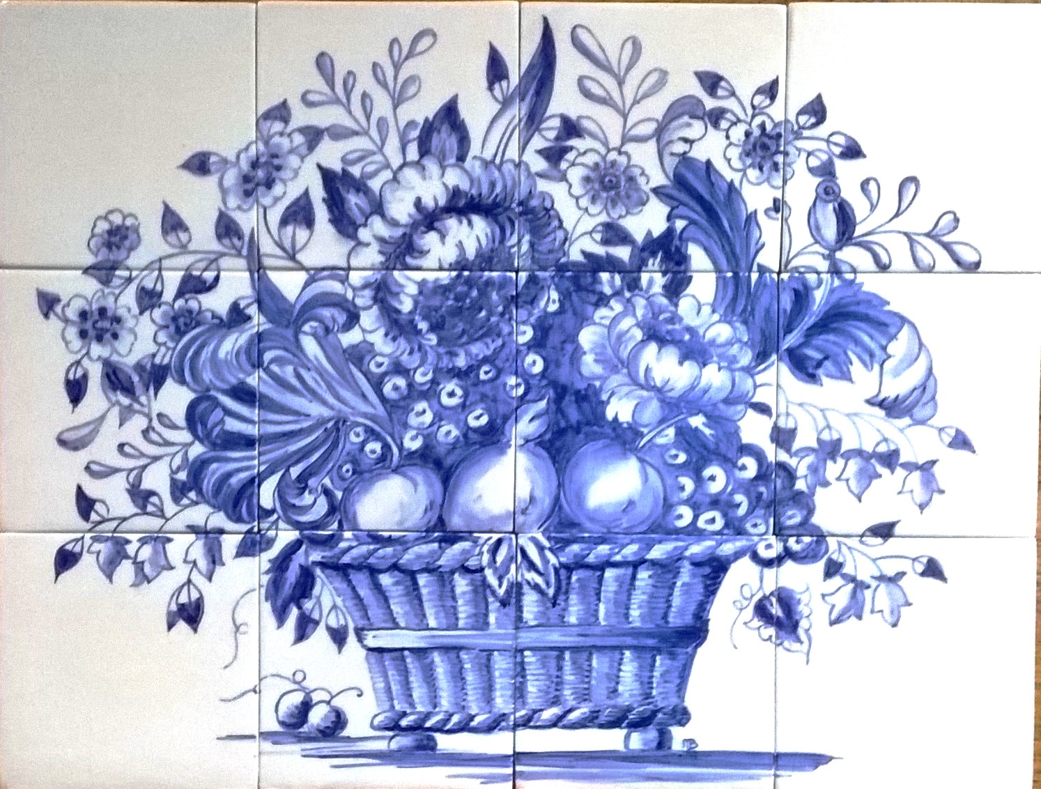 corbeille de fleurs et fruits